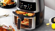 Friteuza cu aer cald, Air Fryer 8L, 1350W, afisaj digital LCD color, Touch control, otel inoxidabil