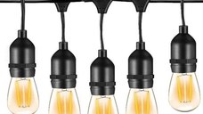 Ghirlanda solara cu 10 becuri Led Filament incluse, 2W, 3000K, IP65 lumina calda