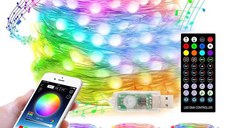 Instalatie Craciun Led-uri RGB, Smart APP, telecomanda, USB, jocuri de lumini in functie de ritm muzica