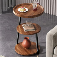 Masuta de cafea pentru living cu 3 polite rotunde, MDF, 62cm, negru/wenge - 1