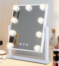 Oglinda machiaj cu suport metalic, Smart Touch, 9 becuri LED si 3 moduri de iluminare, 30 x 25 cm - 1