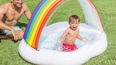 Piscina gonflabila pentru copii Rainbow, Intex, 142x119x84 cm, 82 L, multicolor