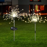 Set 2 Lampi solare artificii cu suport metalic, 100 LED - 1