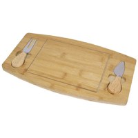 Set platou de branzeturi cu 3 ustensile pentru servire, Oval, din lemn, dimensiuni 36x18x1, 5 cm - 1