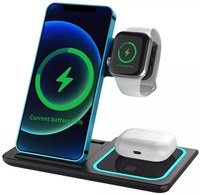 Statie Incarcare rapida 3 in 1 Qi, Fast Charger 15W, compatibila cu apple watch, airpods, iPhone - 1