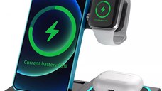 Statie Incarcare rapida 3 in 1 Qi, Fast Charger 15W, compatibila cu apple watch, airpods, iPhone