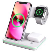 Statie Incarcare rapida 3 in 1 Qi, Fast Charger 15W, compatibila cu apple watch, airpods, iPhone - 1