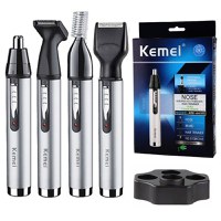 Trimmer barbati 4 în 1 pentru barba, perciuni, nas si sprancene, Kemei KM-6650 - 1