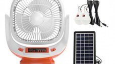 Ventilator cu panou solar, difuzor, Radio FM si doua becuri, EP-009, Easy Power, culoare alb/rosu