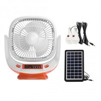 Ventilator cu panou solar, difuzor, Radio FM si doua becuri, EP-009, Easy Power, culoare alb/rosu - 1