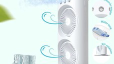 Ventilator portabil de birou cu umidificare prin pulverizare si telecomanda