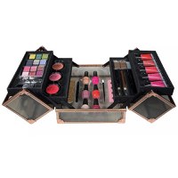 Geanta Machiaj cu Produse Cosmetice, Technic, Beauty Case, Black & Rose Gold - 1