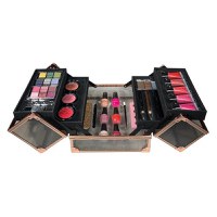 Geanta Machiaj cu Produse Cosmetice, Technic, Beauty Case, Black & Rose Gold - 3