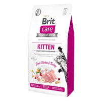 Brit Care Kitten Healthy Growth & Development, Pui și Curcan, hrană uscată fără cereale pisici junior, 7kg - 1