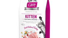 Brit Care Kitten Healthy Growth & Development, Pui și Curcan, hrană uscată fără cereale pisici junior, 7kg