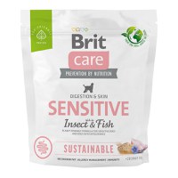 Brit Care Sustainable Sensitive, XS-XL, Insecte și Pește, hrană uscată câini, piele & blană, sistem digestiv, 1kg - 1