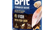 Brit Premium By Nature, Pește și Piele, Conservă hrană umedă fără cereale câini, (pate), 400g