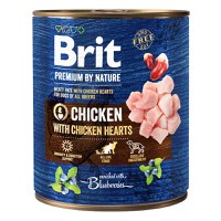 Brit Premium By Nature, Pui și Inimi, Conservă hrană umedă fără cereale câini, (pate), 800g - 1