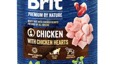 Brit Premium By Nature, Pui și Inimi, Conservă hrană umedă fără cereale câini, (pate), 800g