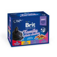 Brit Premium Multipack Family Plate, 4 arome, pachet mixt, plic hrană umedă pisici, (în sos), 12 x 100g - 1