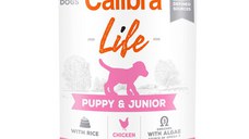 Calibra Life Mono Protein, Pui cu Orez, Conservă hrană umedă mono proteică fără cereale câini juniori, (pate), 400g