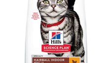 Hill's SP Feline Adult Hairball & Indoor cu Pui, 1.5kg