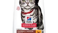 Hill's SP Hairball&Indoor, Pui, hrană uscată pisici, limitareaghemurilor de blană, 10kg