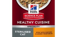 Hill's SP Healthy Cuisine Sterilised, Pui și Tocană de Legume, plic hrană umedă pisici sterilizate, 80g