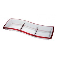 Platou rectangular compartimentat Walther Glass Cherry Red 41 cm - 1