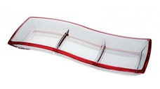 Platou rectangular compartimentat Walther Glass Cherry Red 41 cm