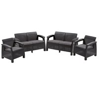 Set mobilier gradina fara masa graphite Keter Corfu Rest - 1