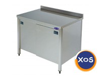 Masa  inox cu rebord si marmura, constructie inox, picioare din profil - 1